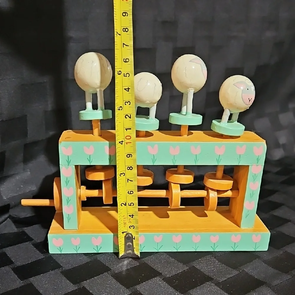 Hand-Cranked Automation Pop-Up Vintage Wooden Sheep Mechanical Crank Folk Art